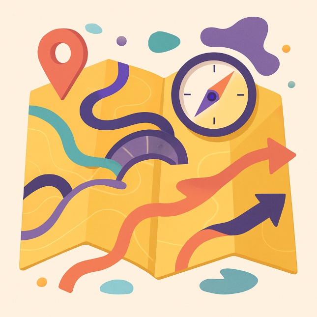 mapa e indicaciones, ilustración abstracta del SEO